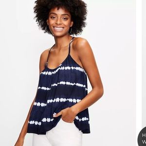 Tie Dye Striped Shirred Peplum Cami